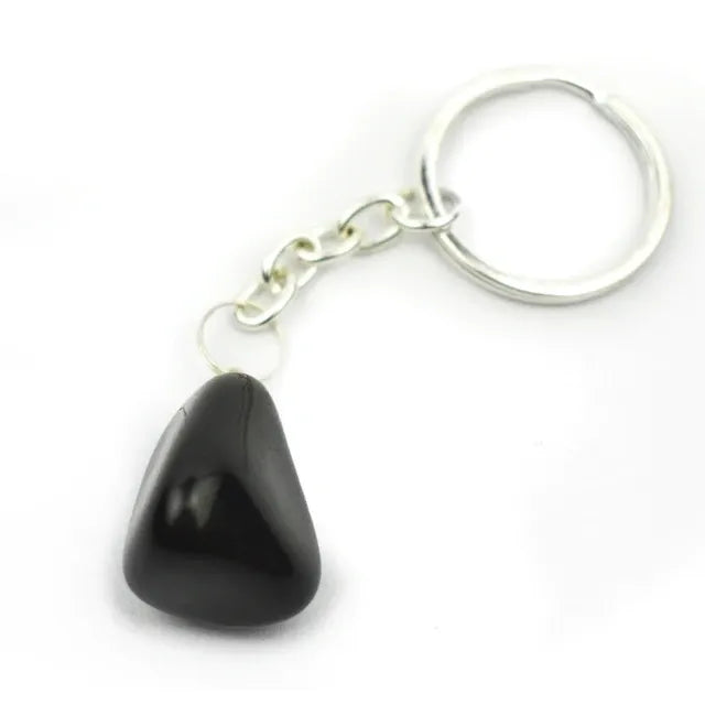 Black Jasper Tumblestone Keyring