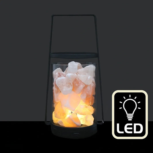 Black LED Himalayan Salt Lamp Lantern