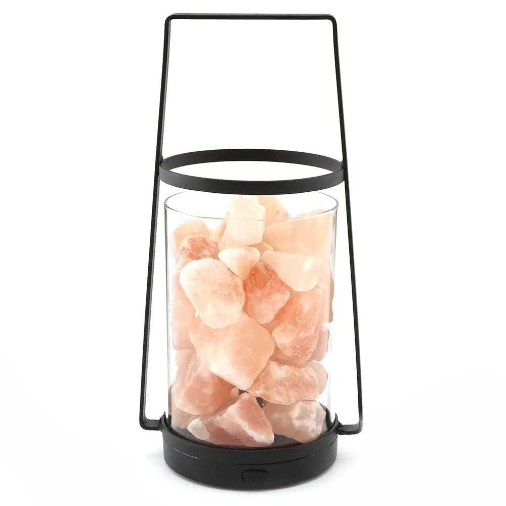 Black LED Himalayan Salt Lamp Lantern