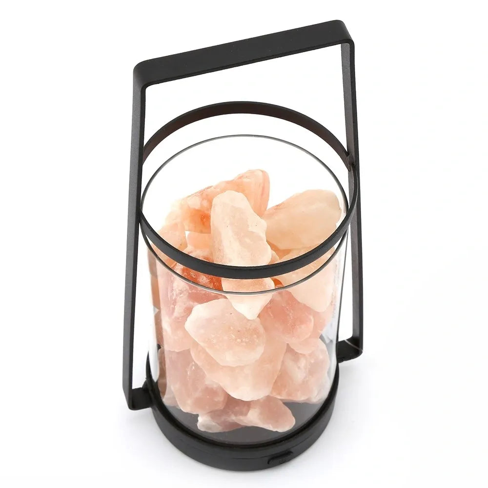 Black LED Himalayan Salt Lamp Lantern