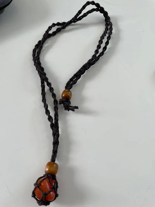 Braided Rope Necklace - Carnelian