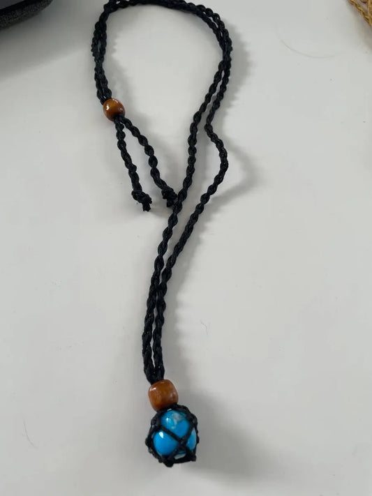 Braided Rope Necklace + Howlite Crystal