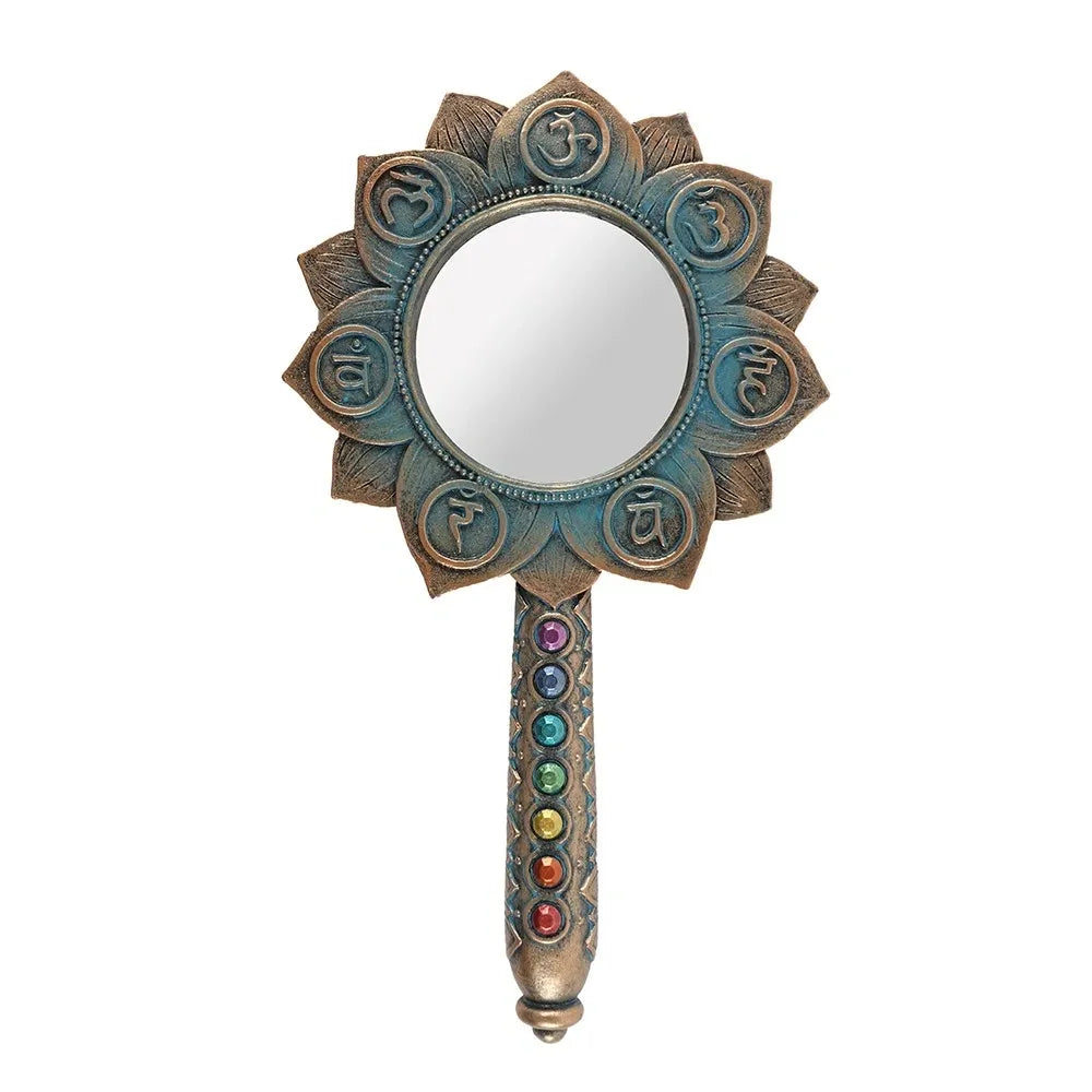 Bronze Lotus Flower Chakra Hand Mirror