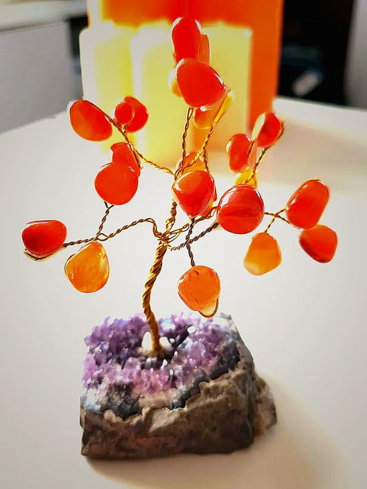 Carnelian Gem Tree (around 24 crystals)