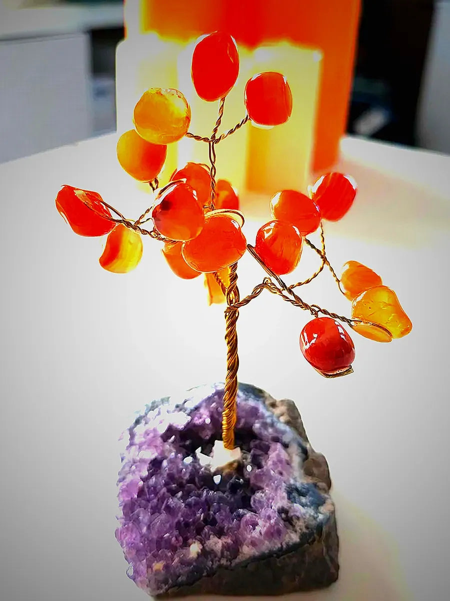 Carnelian Gem Tree (around 24 crystals)