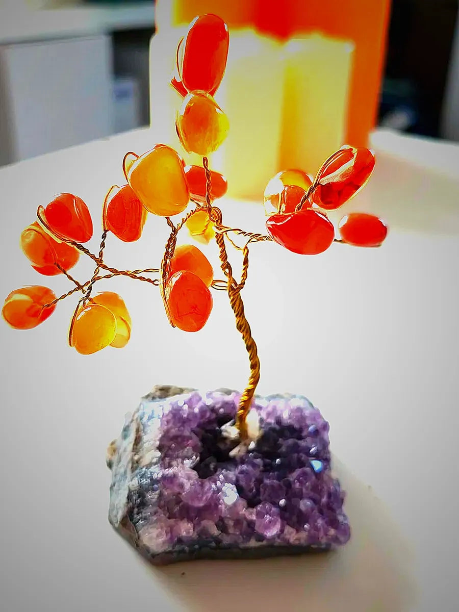 Carnelian Gem Tree (around 24 crystals)