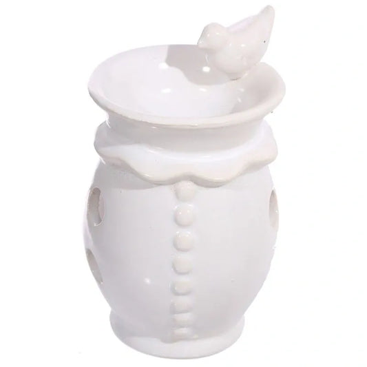 Ceramic Drinking Bird Oil Burner - White