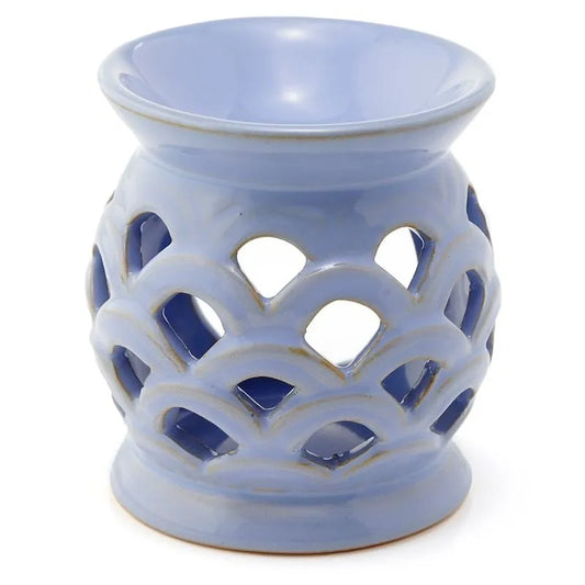 Eden Scallop Cut out Ceramic Oil Burner - Blue