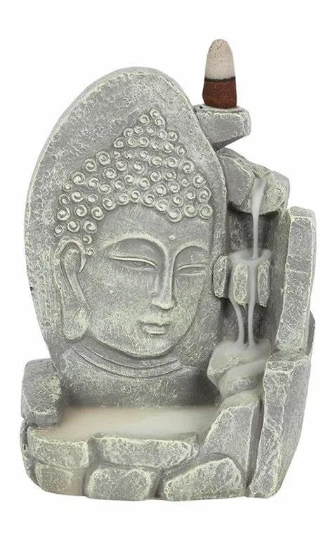 Grey Buddha Face Backflow Incense Burner