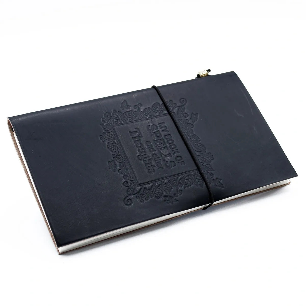 Handmade Leather Journal - My Book of Spells and other Thoughts - Black