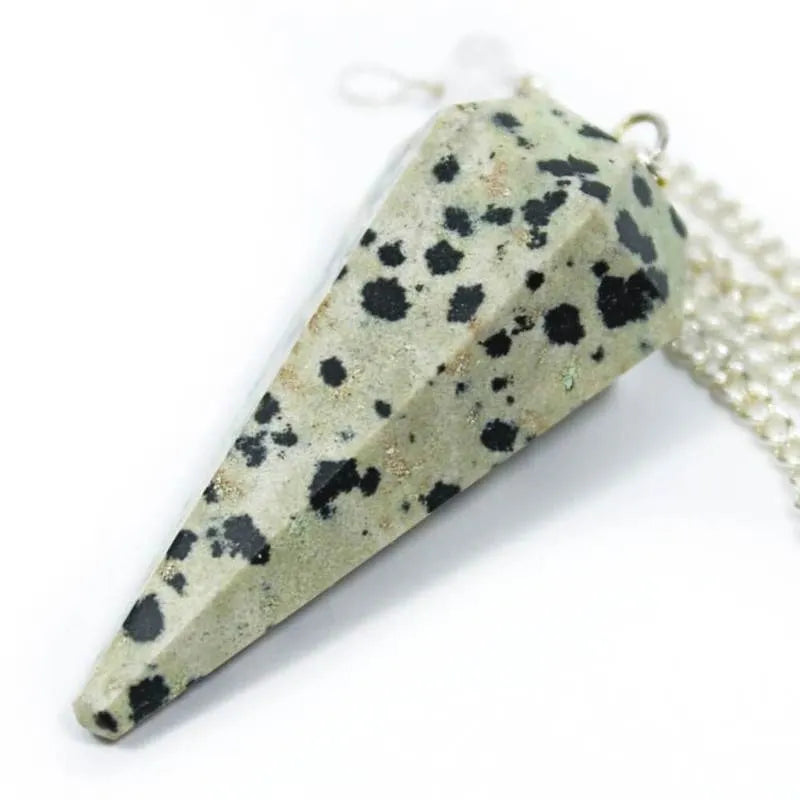 Jasper, Dalmatian Faceted Cone Pendulum