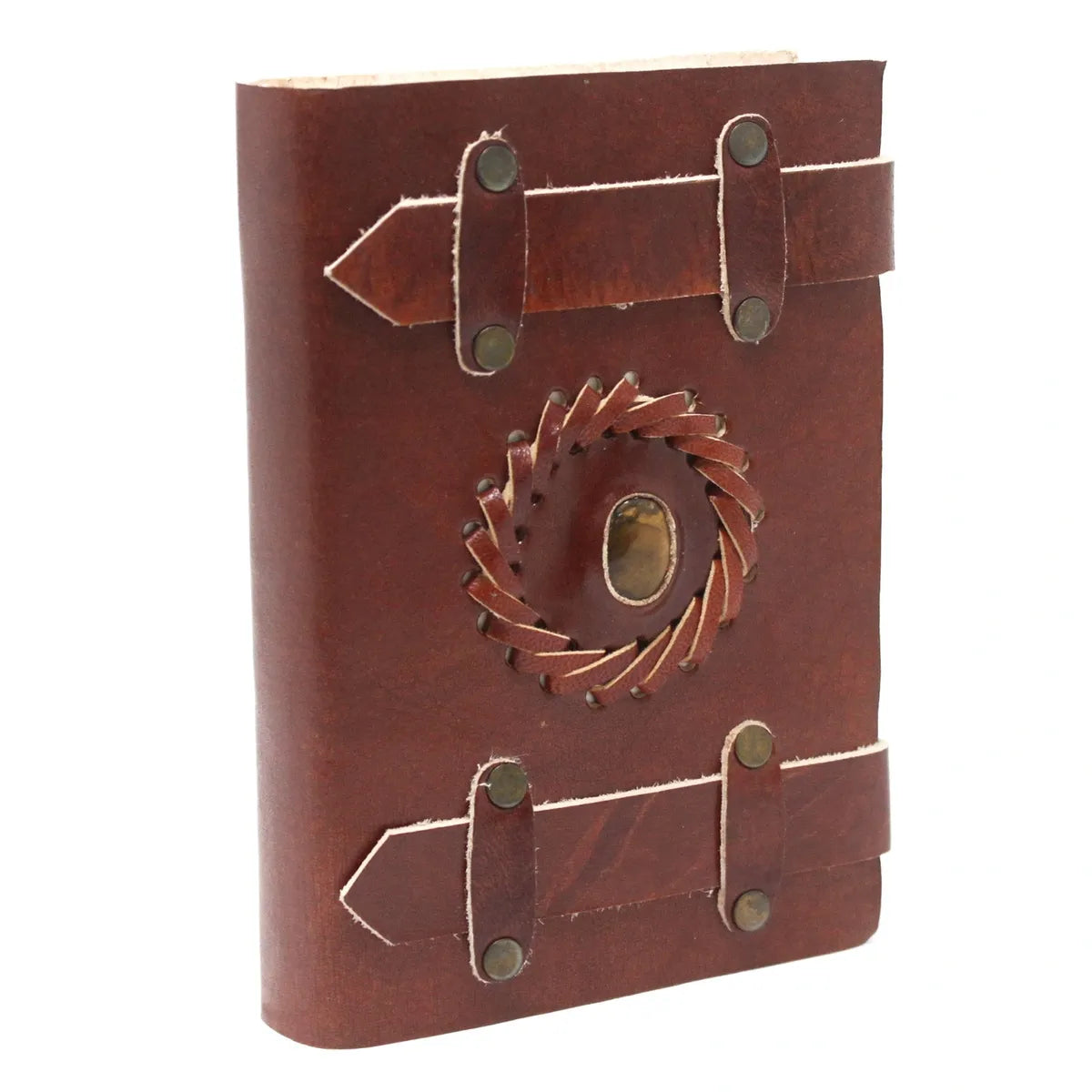 Leather Tiger-eye with Belts Notebook