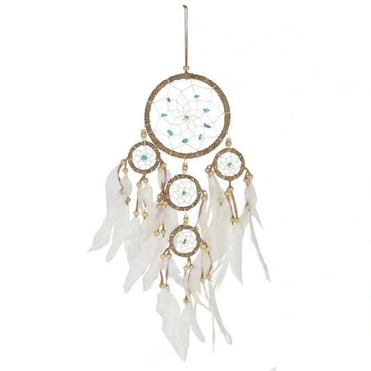 Natural Dreamcatcher with Turquoise Beads (12cm)