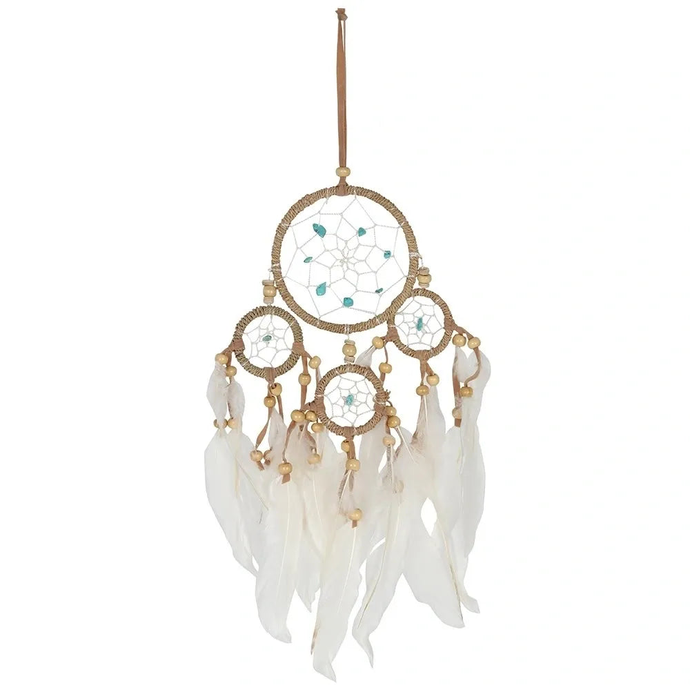 Natural Dreamcatcher with Turquoise Beads (9cm)