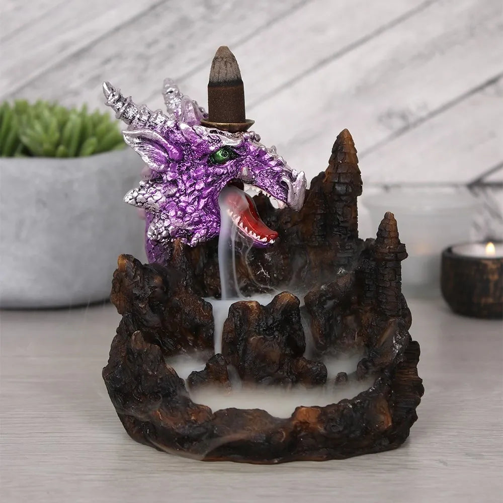 Purple Dragon Backflow Incense Burner With Lights