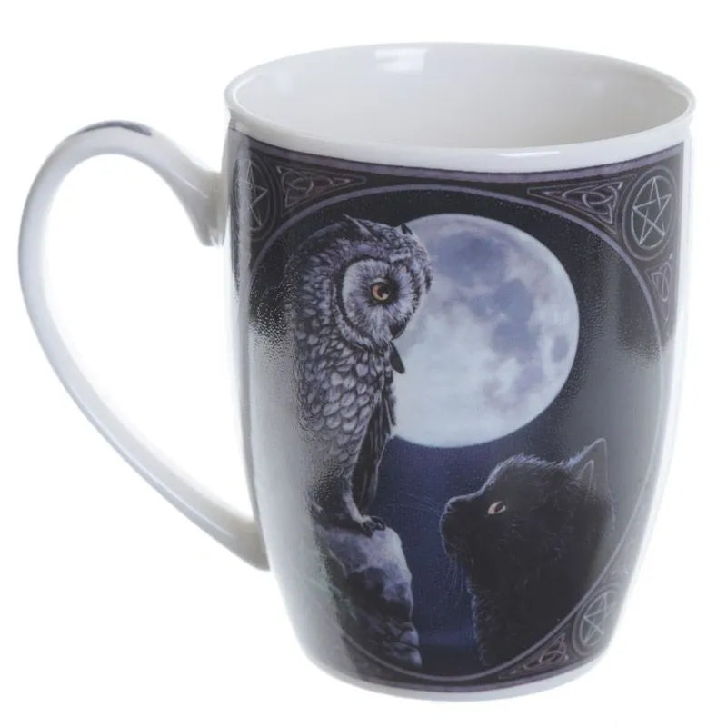 Purrfect Wisdom Owl and Cat - Lisa Parker Porcelain Mug