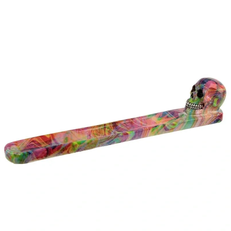 Rainbow Marble Effect Skull Ashcatcher Incense Burner