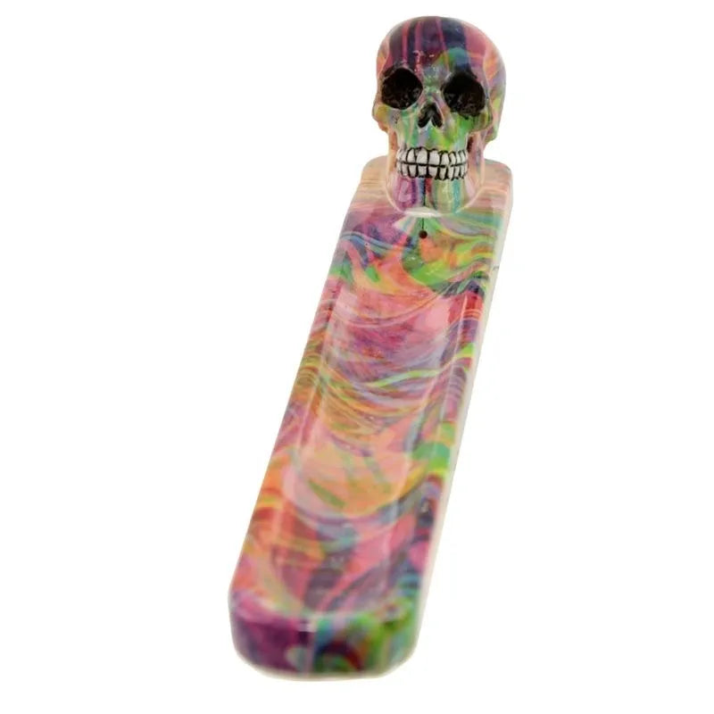 Rainbow Marble Effect Skull Ashcatcher Incense Burner