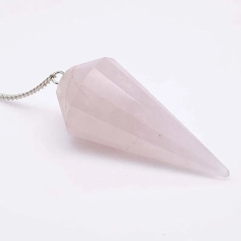 Rose Quartz Faceted Cone Pendulum