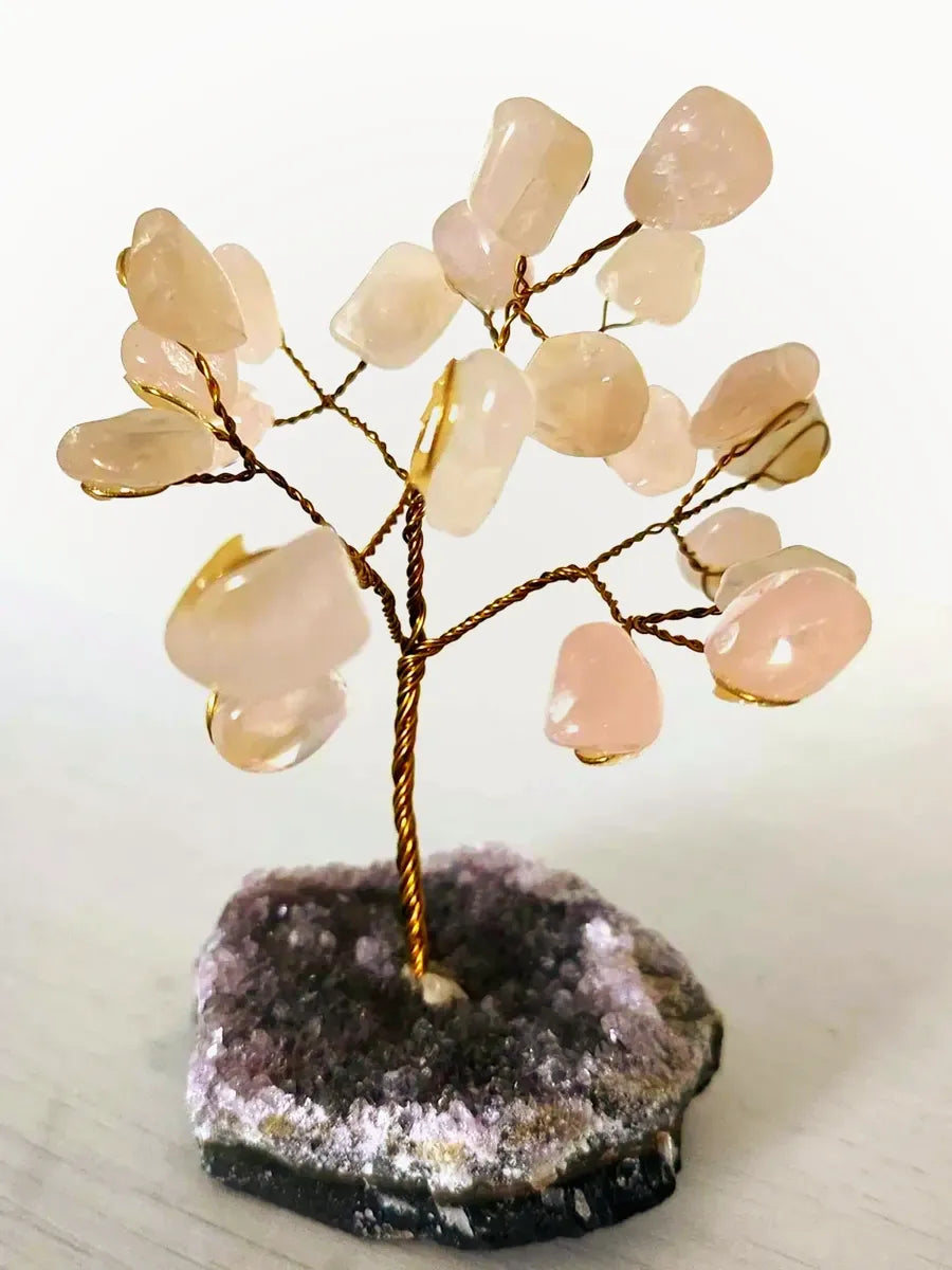 Rose Quartz Gem Tree (around 21 crystals)