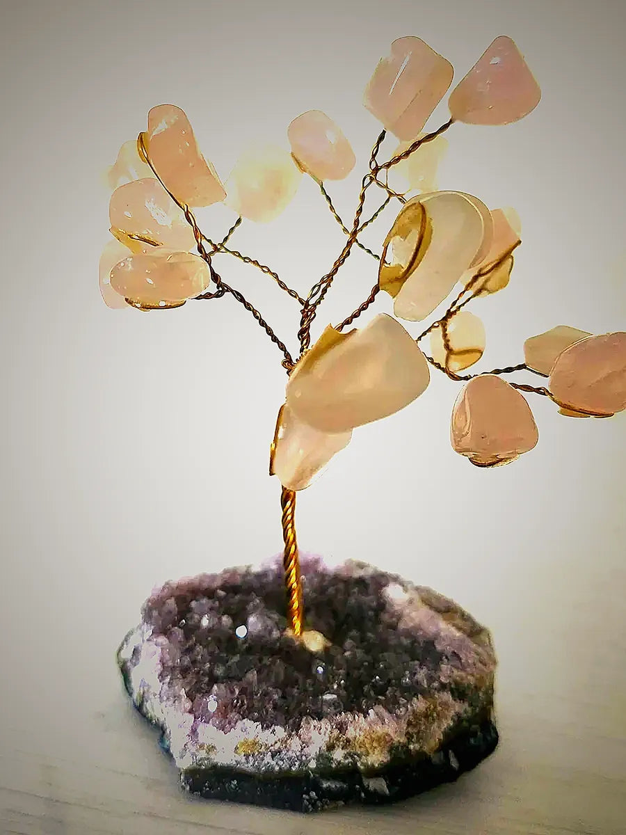 Rose Quartz Gem Tree (around 21 crystals)