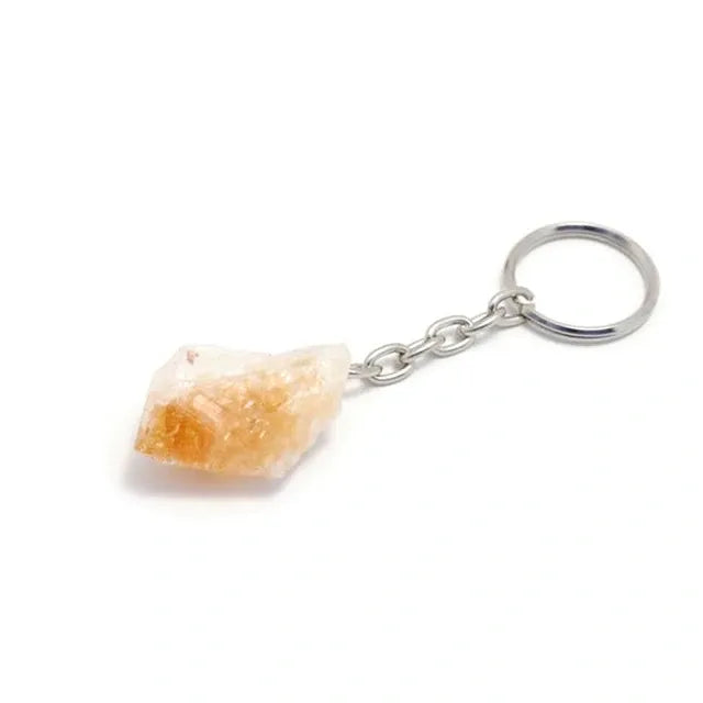 Rough Citrine Point Keyring