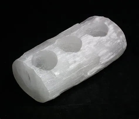 Selenite 3 Hole Log Candle Holder