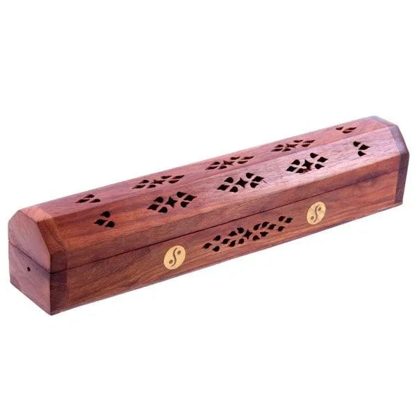 Sheesham Wood Incense Burner Box Yin Yang Inlay