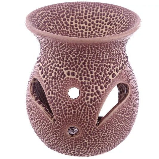 Textured Ceramic Oil Burners with Cut Out Pattern - red