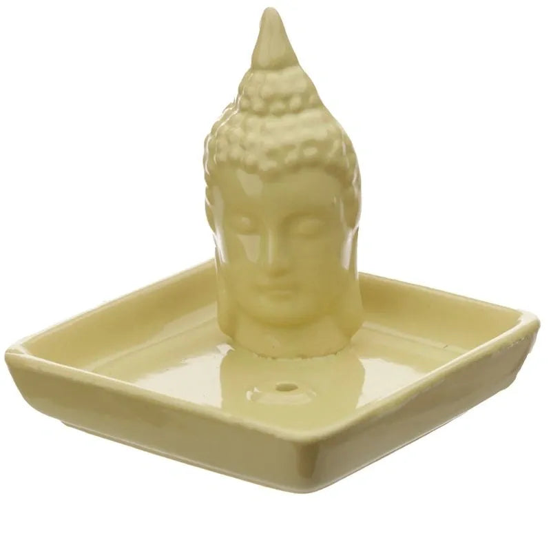 Thai Buddha Square Incense Sticks or Cone Burner - Yellow