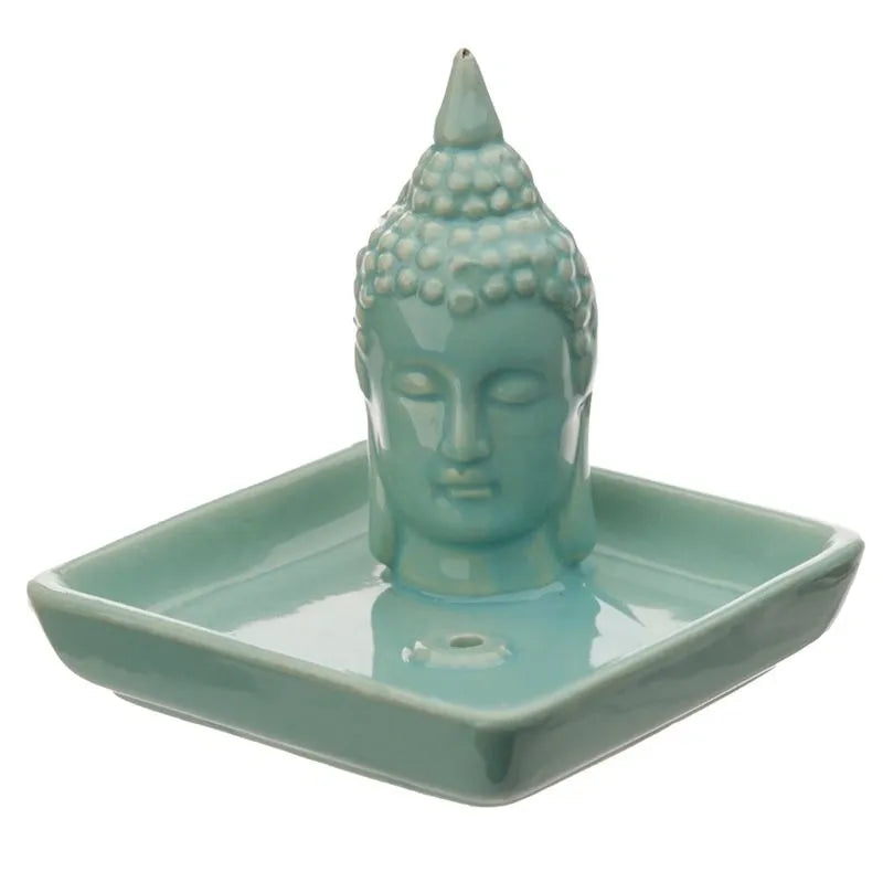 Thai Buddha Square Incense Sticks or Cone Burner - Turquoise