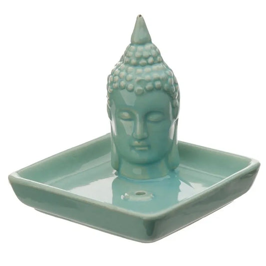 Thai Buddha Square Incense Sticks or Cone Burner - Turquoise