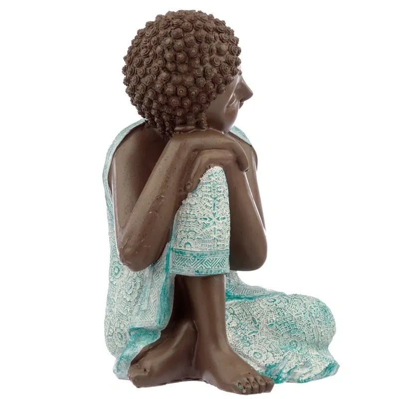 Thai Buddha, Brown, White and Turquoise - "Contemplation"