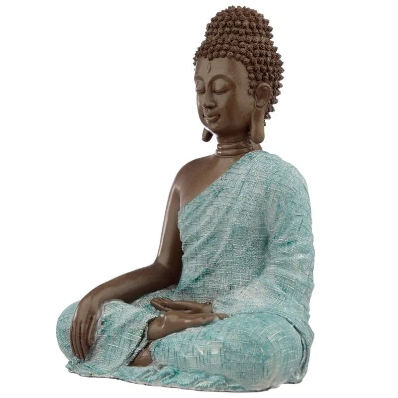 Thai Buddha, Brown, White and Turquoise - "Love"