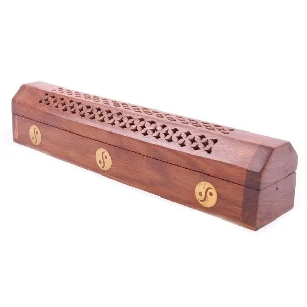 Yin Yang Inlay - Sheesham Wood Incense Burner Box