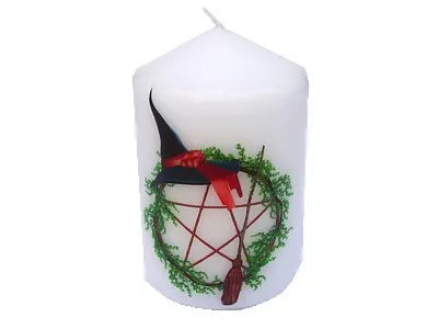 Candle - Pentagram Witches Hat & Broom