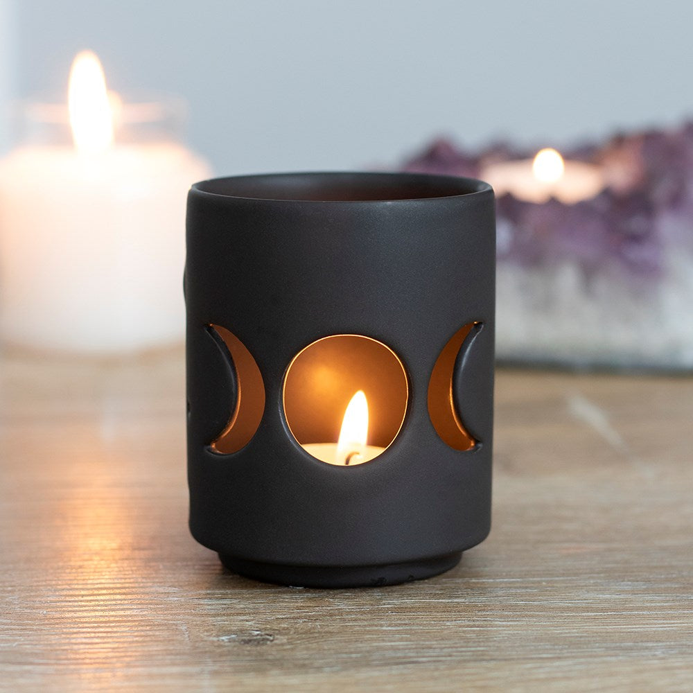 Black Triple Moon Cut Out Tealight Holder