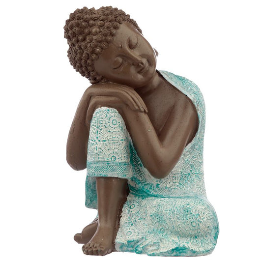 Thai Buddha, Brown, White and Turquoise - "Contemplation"